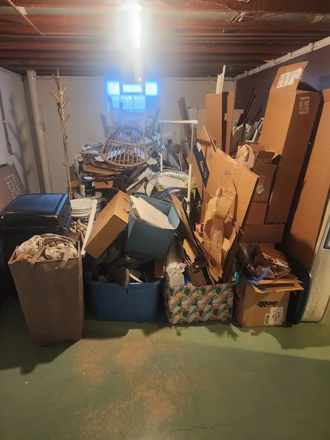 Roll-off dumpster container at job site for 8 Yard Dumpster Rental in Morris